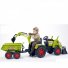 Детский трактор на педалях с прицепом, передним и задним ковшами Claas Axos, Falk (зеленый)