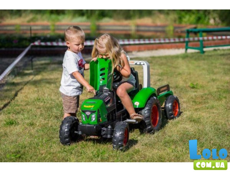 Детский трактор на педалях с прицепом, Falk (зеленый)