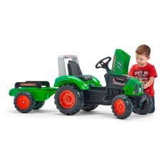 Детский трактор на педалях с прицепом, Falk (зеленый)