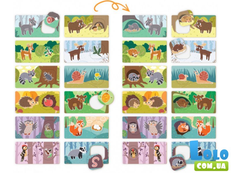 Пазл и игра Зоология для Малышей. Жизнь в лесу, Mon Puzzle, 24 эл.