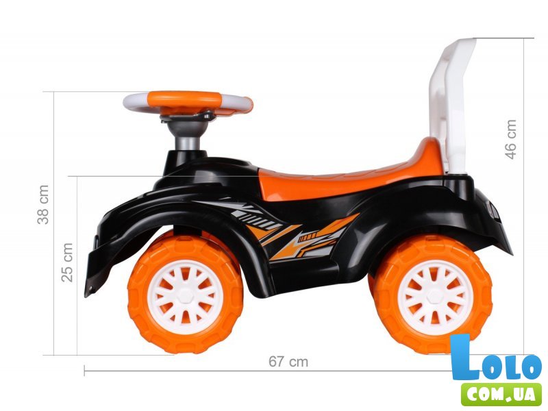 Автомобиль для прогулок - толокар с музыкальным рулем, ТехноК (оранжевый)