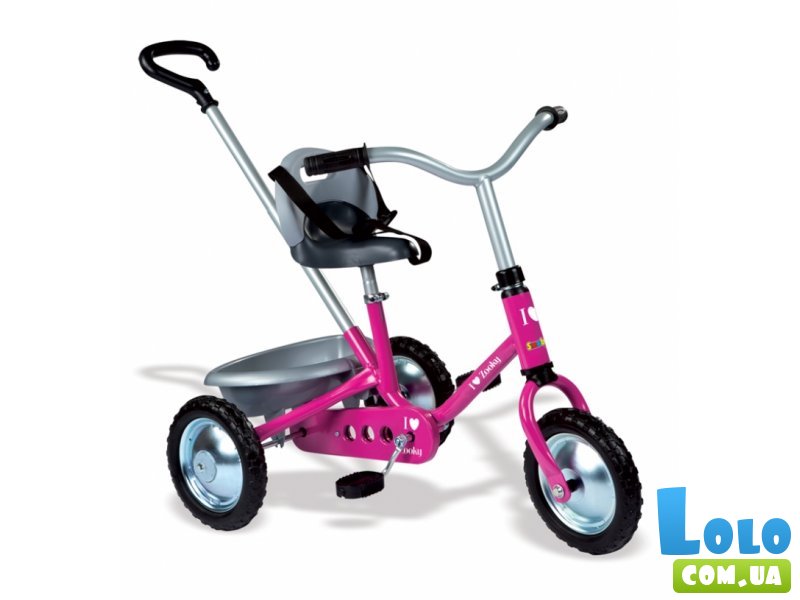 Детский металлический велосипед Зуки с багажником, Smoby (розовый)
