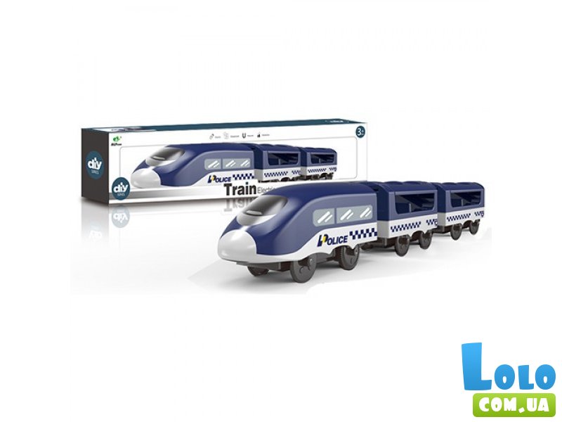 Полицейский поезд с вагонами