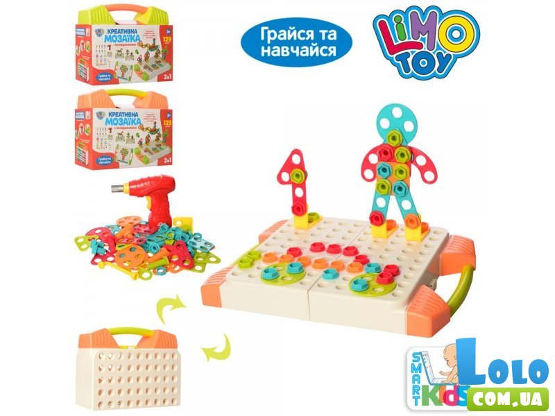Развивающая мозаика с шуруповертом, Limo Toy, 129 дет.