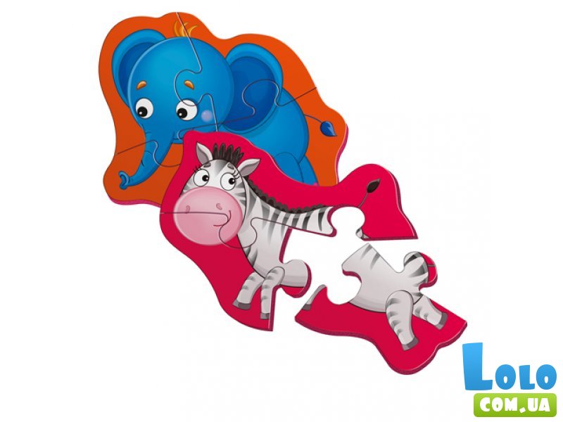 Магнитные бэби пазлы Слоник и Зебрик, Vladi Toys (укр.)