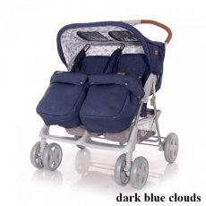 Коляска для двойни TWIN dark blue clouds, Lorelli (темно-синяя)