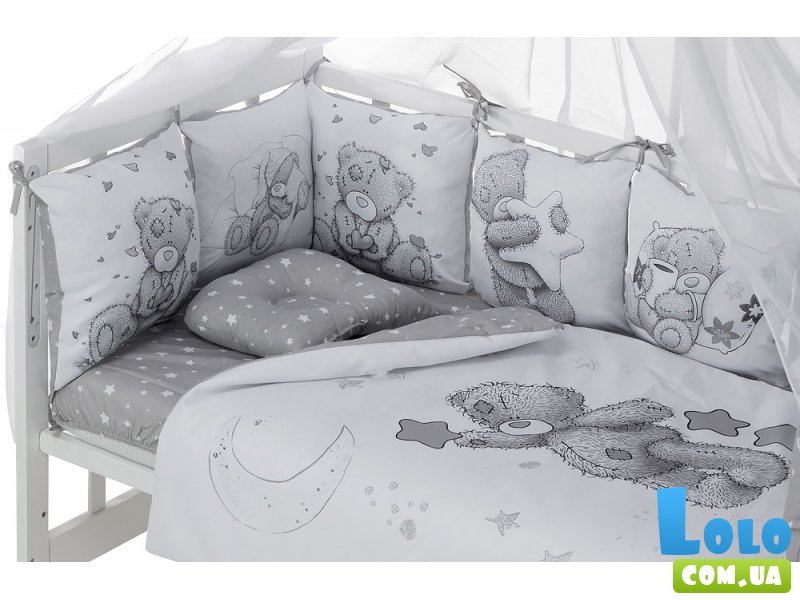 Детская постель Bortiki Print-08 grey teddy, Babyroom (серый мишка), 8 шт.