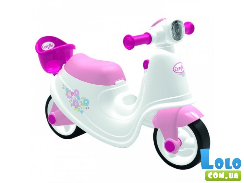 Скутер - толокар Королле с корзиной для куклы, Smoby