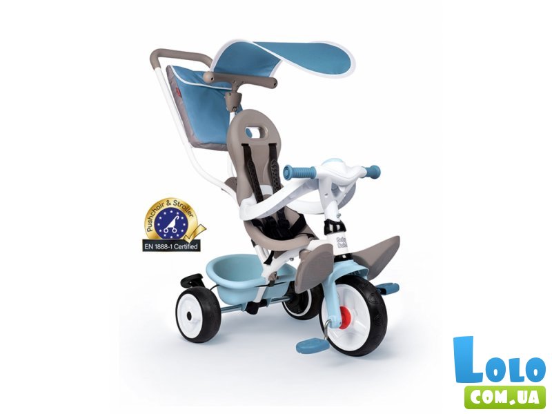 Детский металлический велосипед с козырьком, Smoby (голубой)