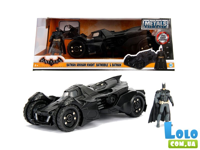 Машина металлическая Бэтмобиль с фигуркой Бэтмена: Рыцарь Аркхема, Jada