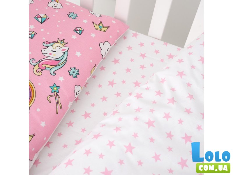 Сменная постель Unicorn pink, Twins (розовая), 3 эл.