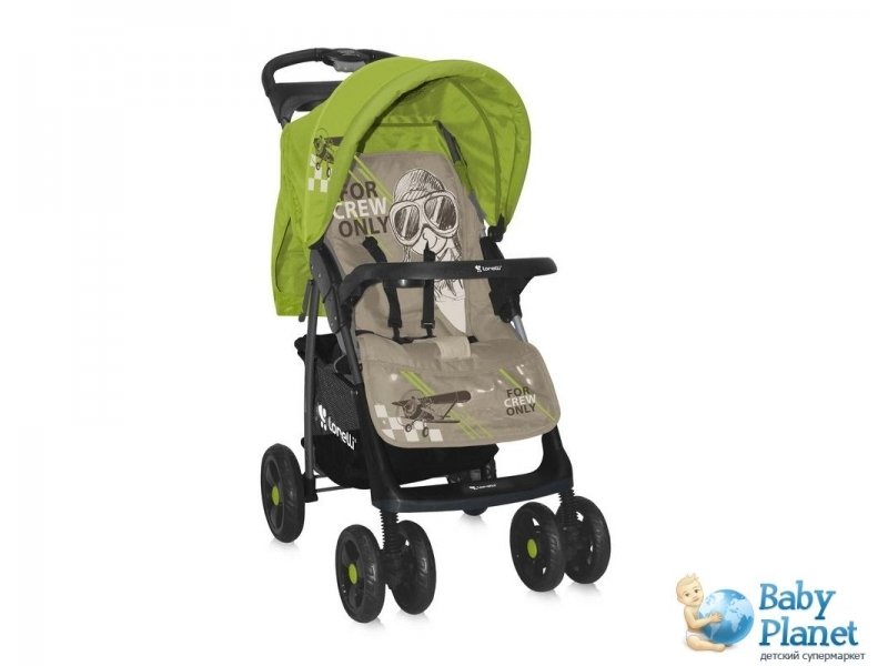 Прогулочная коляска Bertoni Foxy+ Footcover Caramel&Green Pilot (бежевая с зеленым)