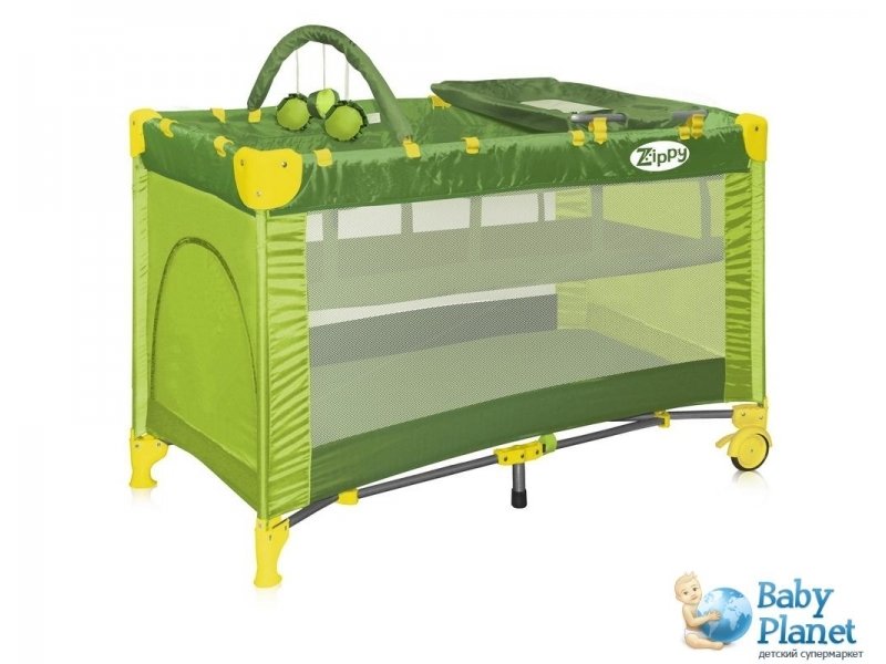 Кроватка-манеж Bertoni Zippy 2 Layers Plus Green (зеленая)