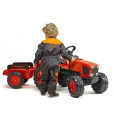 Детский трактор на педалях с прицепом Kubota, Falk (оранжевый)