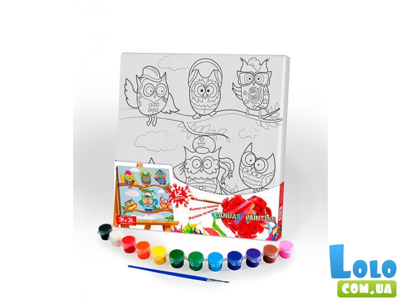 Роспись на полотне Canvas Painting Совы на ветке, Danko Toys