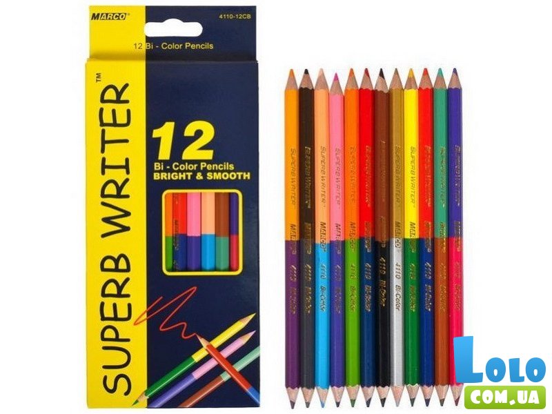 Карандаши двусторонние Super Writer, Marco 12/24 цв.
