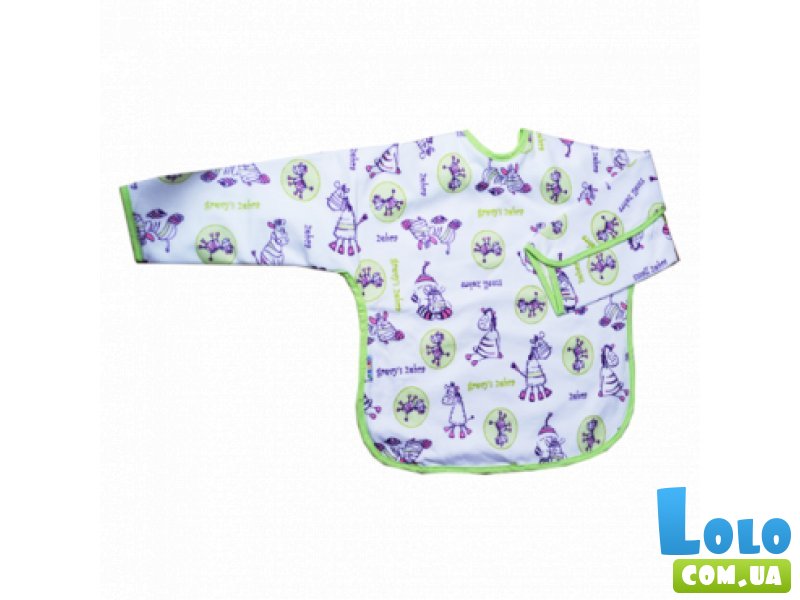 Слюнявчик хлопчатобумажный на шнуровке с рукавами, 34х34см