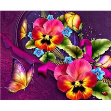 Алмазная мозаика Цветы с бабочкой, TK Group (30х40 см)