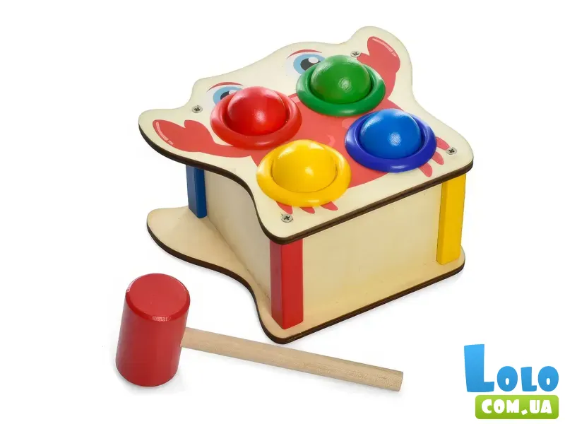 Деревянная игрушка Стучалка с молоточком и шариками