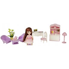 Кукла с мебелью для гостиной