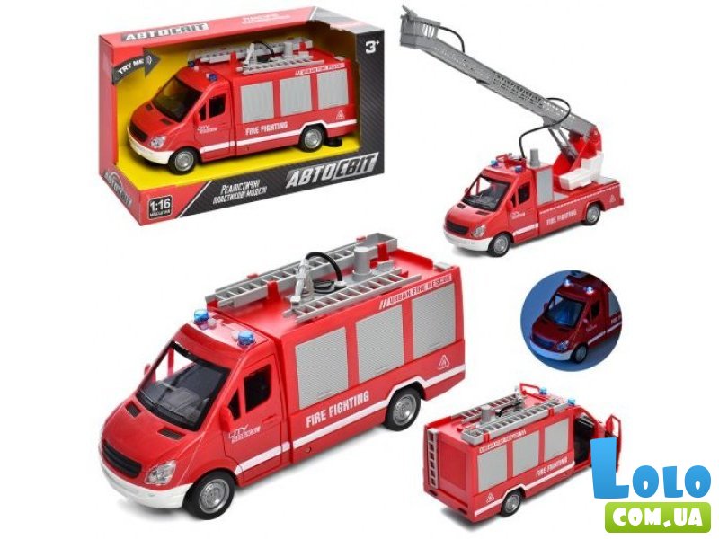 Машинка Пожарная на батарейках, АвтоМир (в ассортименте)