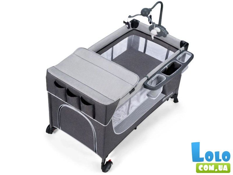 Кровать-манеж с пеленатором Leody Grey, Kinderkraft (серая)