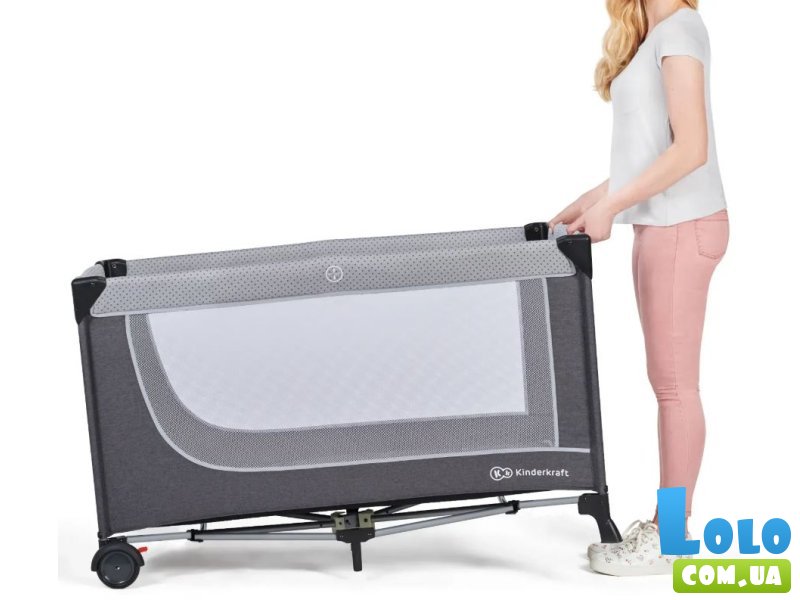Кровать-манеж с пеленатором Leody Grey, Kinderkraft (серая)