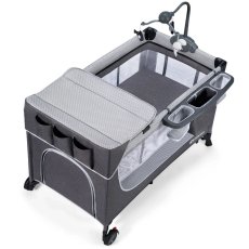 Кровать-манеж с пеленатором Leody Grey, Kinderkraft (серая)