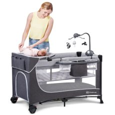 Кровать-манеж с пеленатором Leody Grey, Kinderkraft (серая)