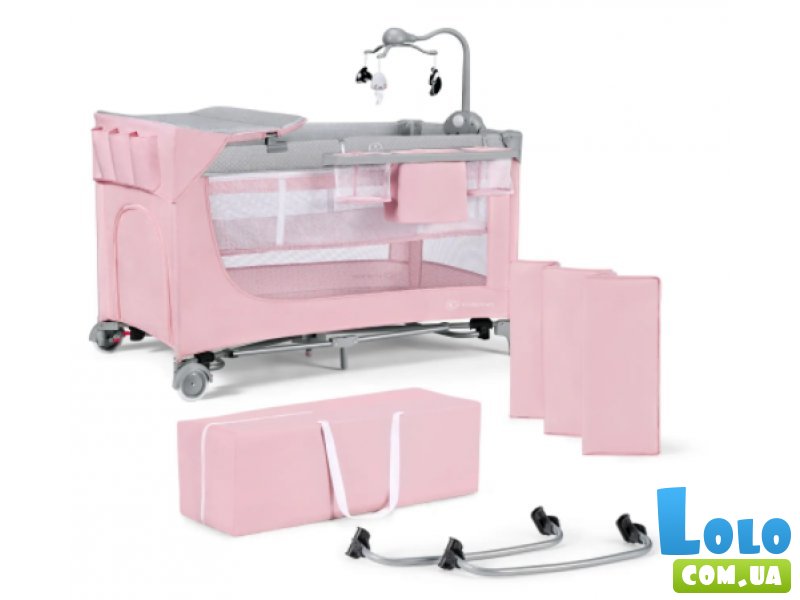 Кровать-манеж с пеленатором Leody Pink, Kinderkraft (розовая)