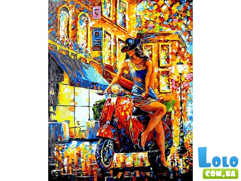 Картина по номерам Девушка на скутере, Лавка Чудес (40х50 см)