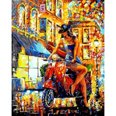 Картина по номерам Девушка на скутере, Лавка Чудес (40х50 см)