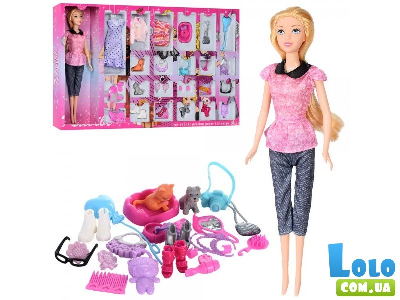 Кукла набор-сюрприз (наряды, аксессуары), (24 предм.)
