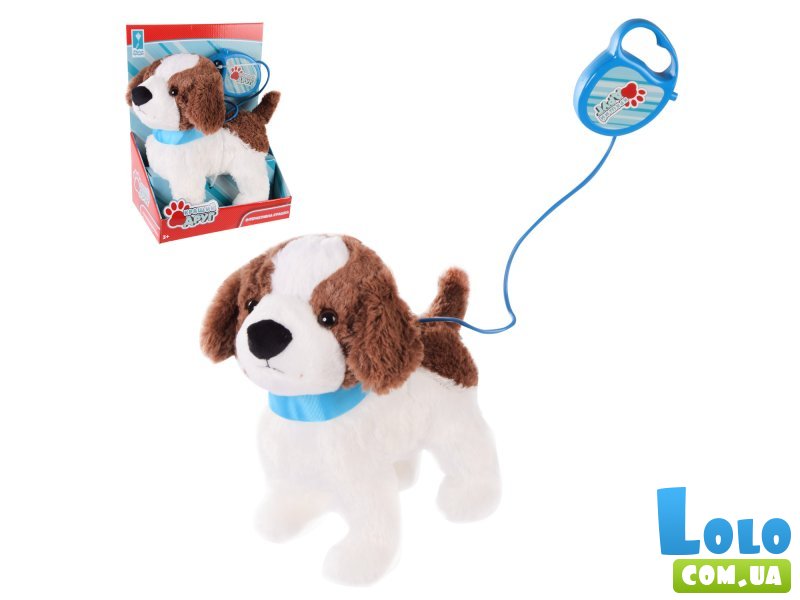 Мягкая интерактивная игрушка Лучший друг собачка на поводке