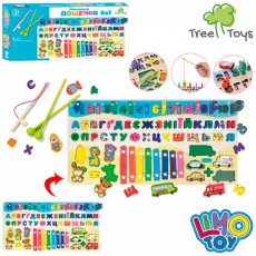 Деревянная доска-сортер 6 в 1 с магнитной рыбалкой и ксилофоном, Limo Toy
