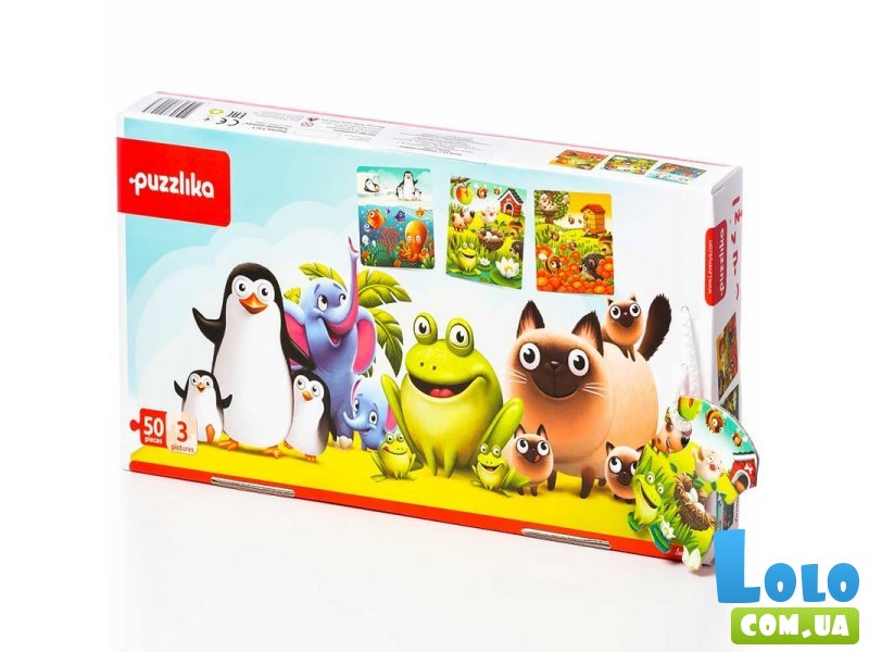 Пазлы 3 в 1 Любимые животные, Puzzlika (50 дет.)